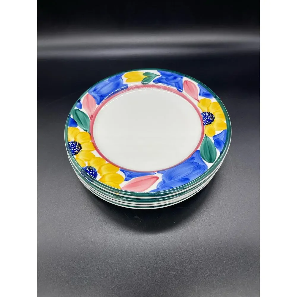 Pier 1 Imports Hand Painted Made in Italy Set of 4 Salad Plates Floral Design 8